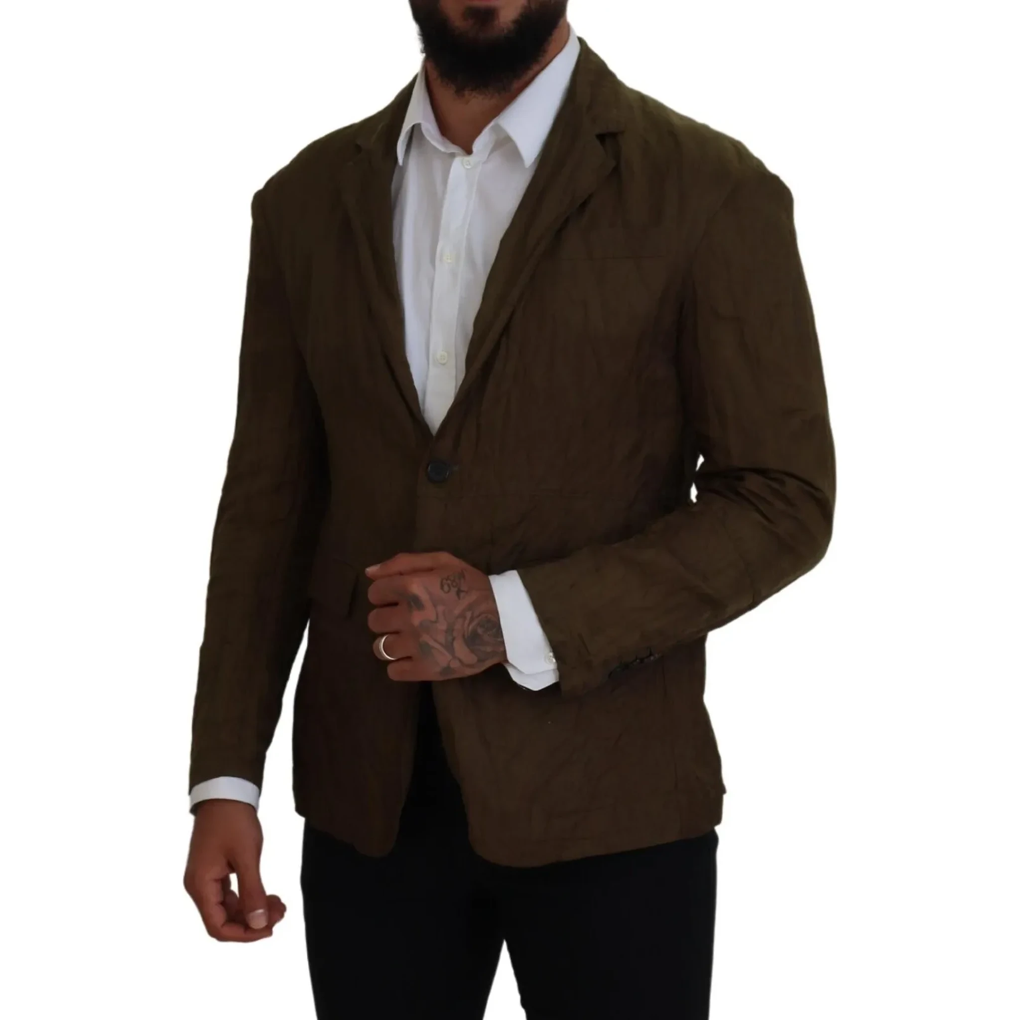 Green Single Breasted Men Coat Blazer Jacket