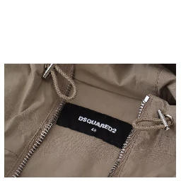 Brown Gray Sleeves Hooded Full Zip Jacket