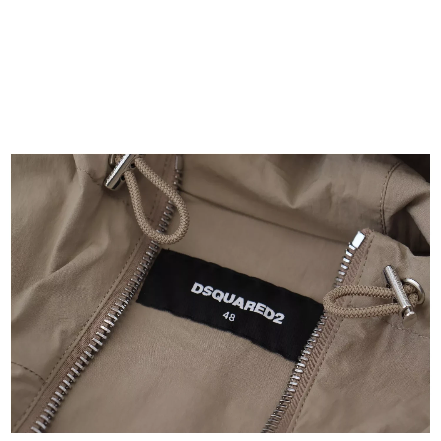 Brown Gray Sleeves Hooded Full Zip Jacket