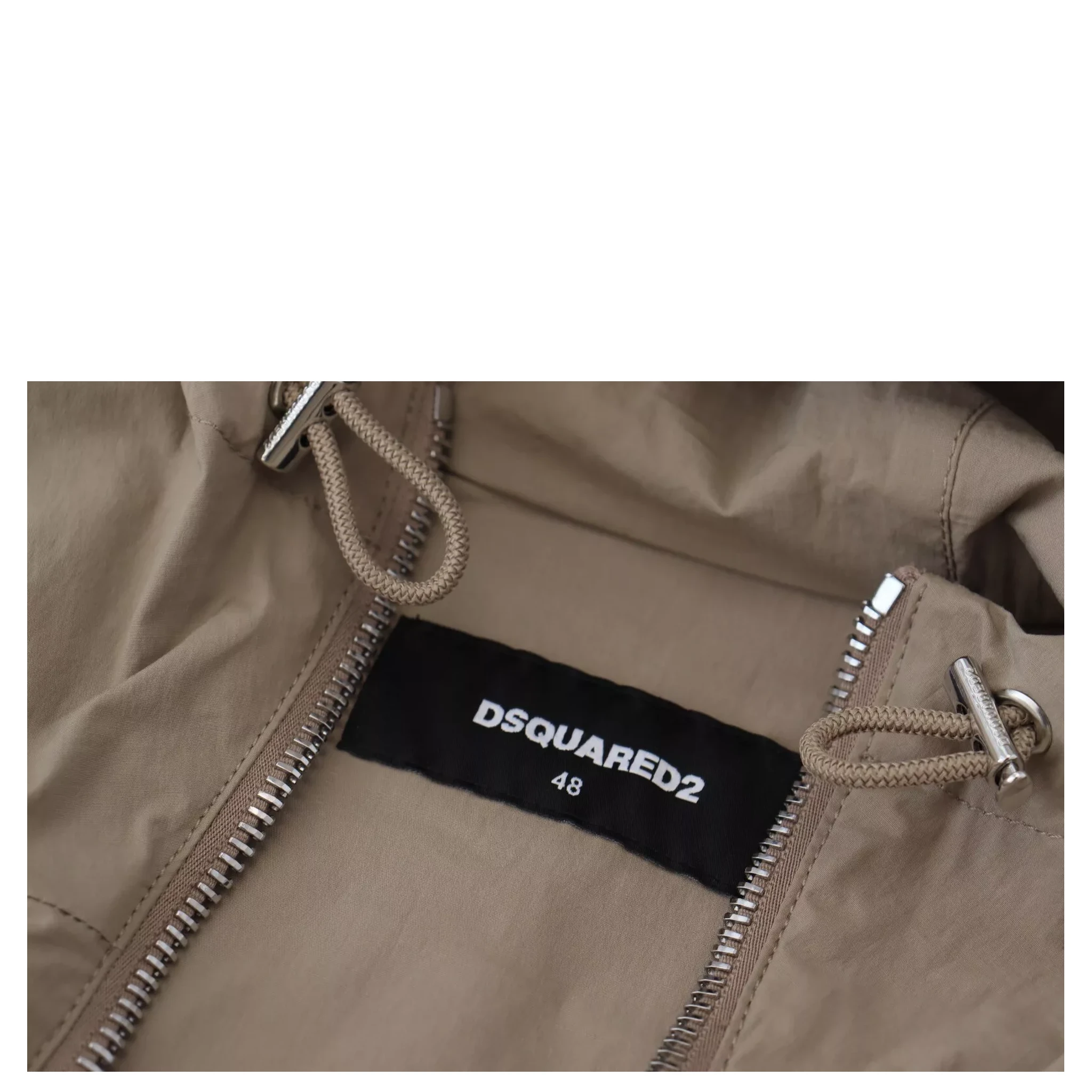 Brown Gray Sleeves Hooded Full Zip Jacket