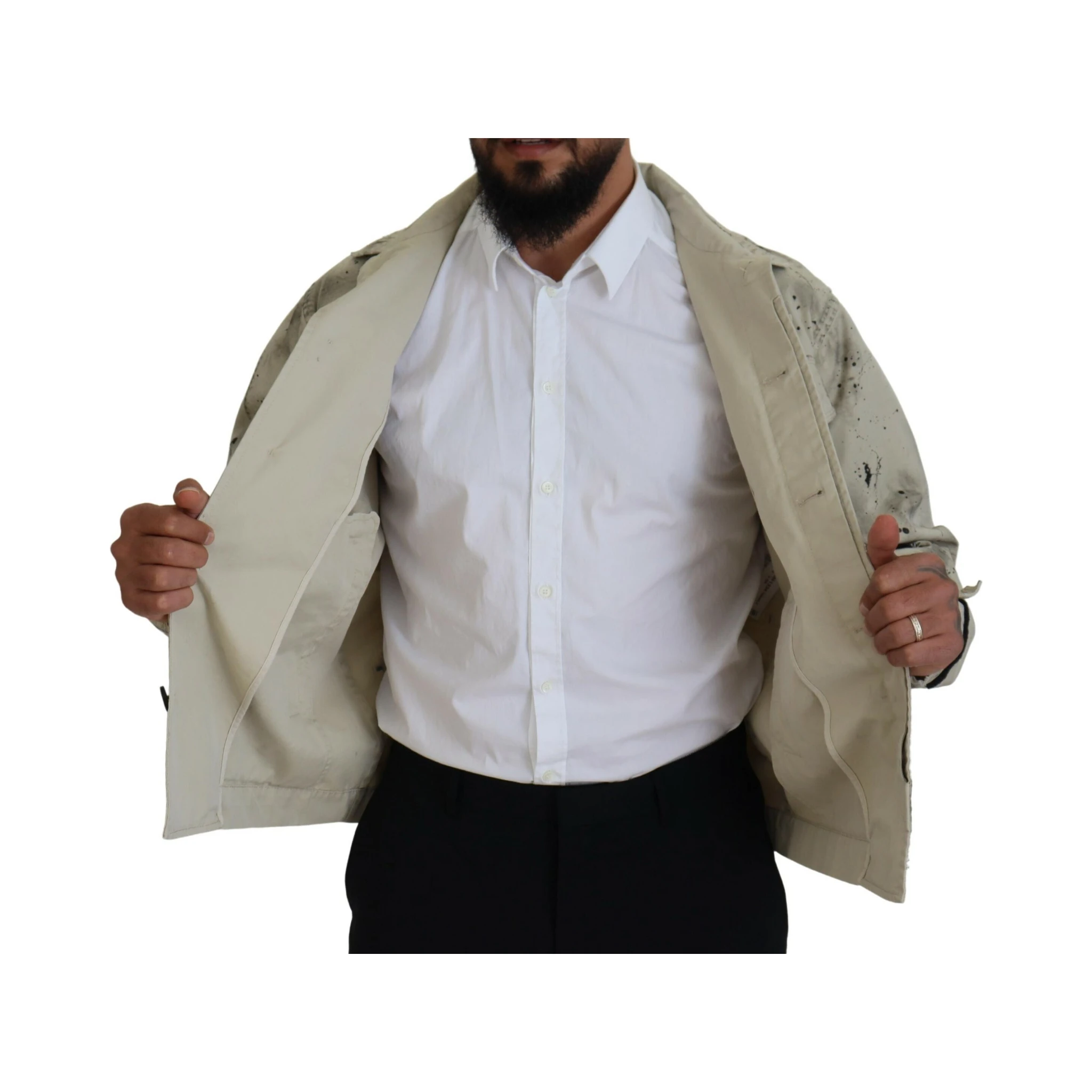 Off White Black Splash Print Casual Denim Jacket