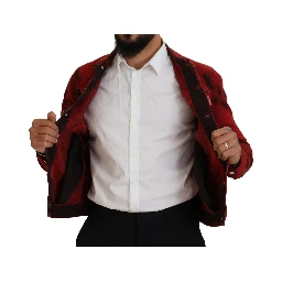Red Black Tie Dye Collared Men Denim Jacket