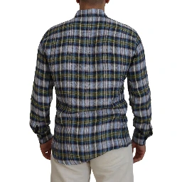 Multicolor Checkered Casual Men Long Sleeves Shirt