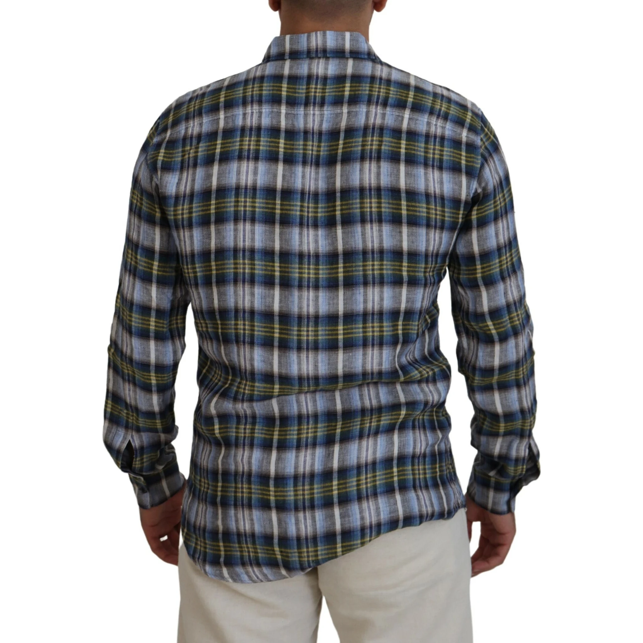 Multicolor Checkered Casual Men Long Sleeves Shirt