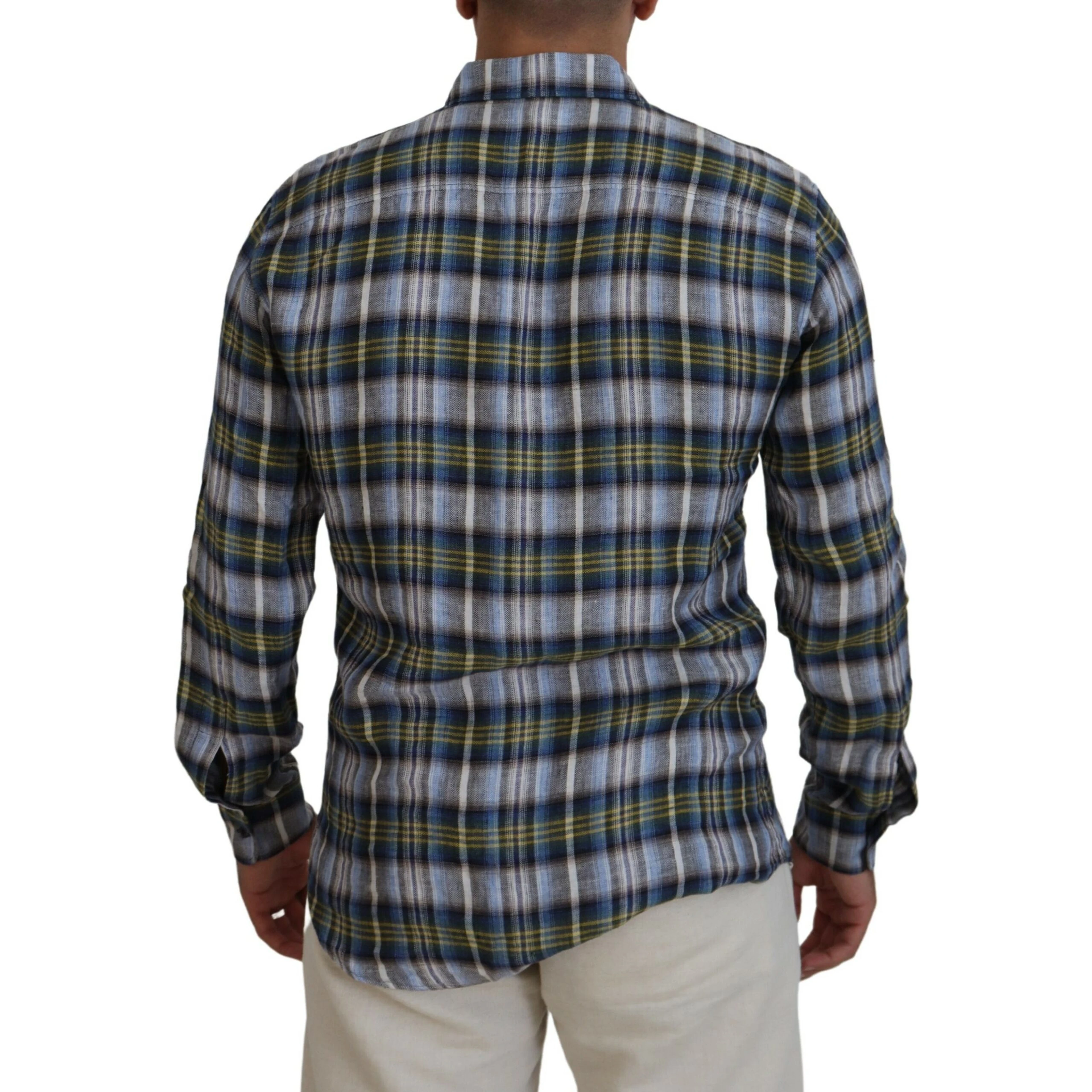 Multicolor Checkered Casual Men Long Sleeves Shirt