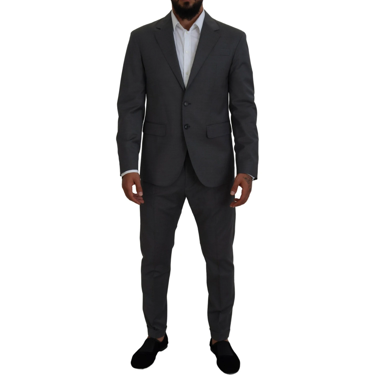 Gray Wool Single Breasted 2 Piece CIPRO Suit