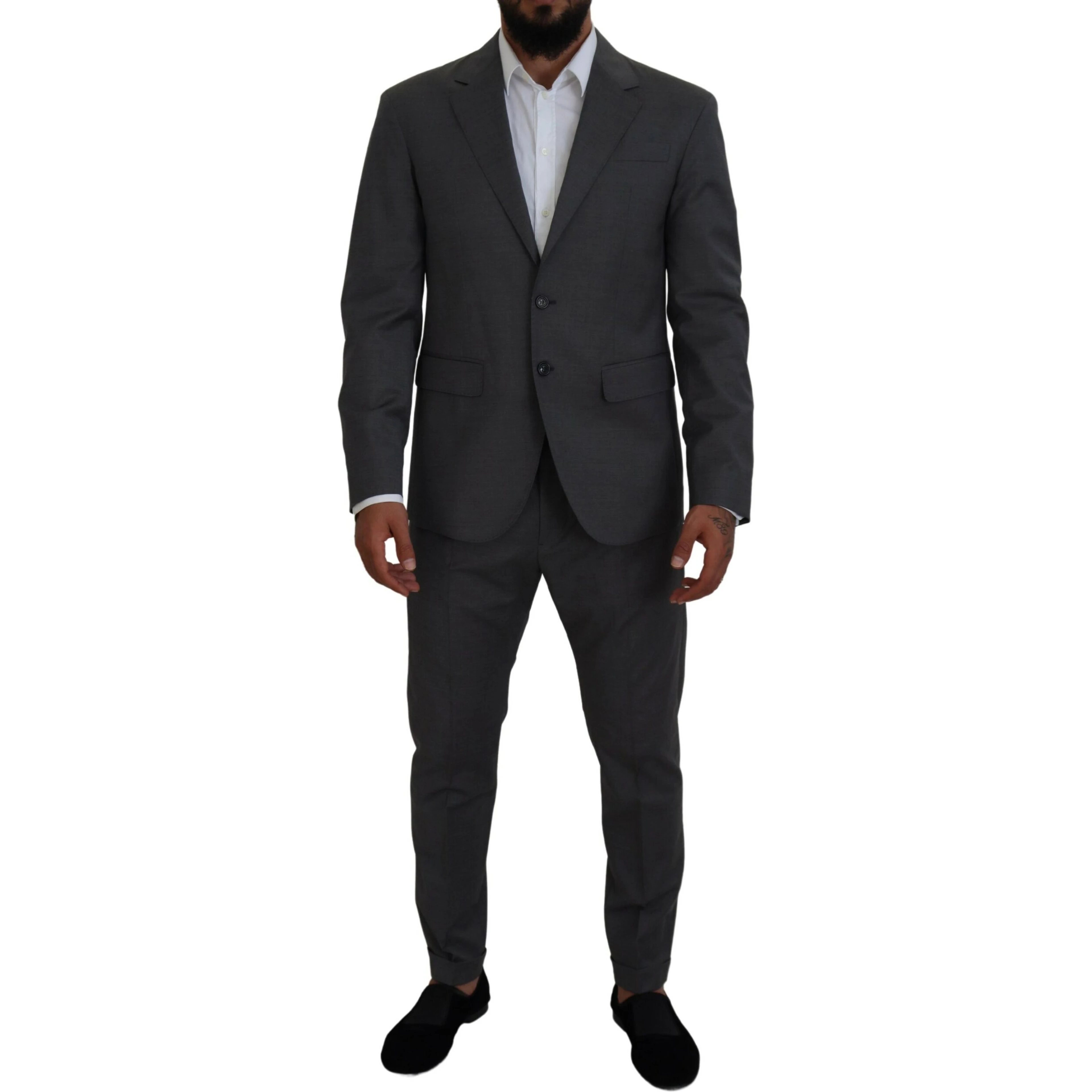 Gray Wool Single Breasted 2 Piece CIPRO Suit