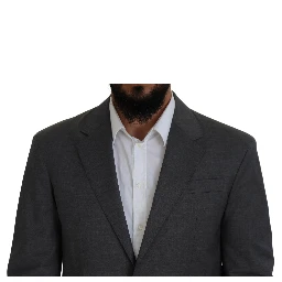 Gray Wool Single Breasted 2 Piece CIPRO Suit