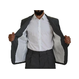 Gray Wool Single Breasted 2 Piece CIPRO Suit