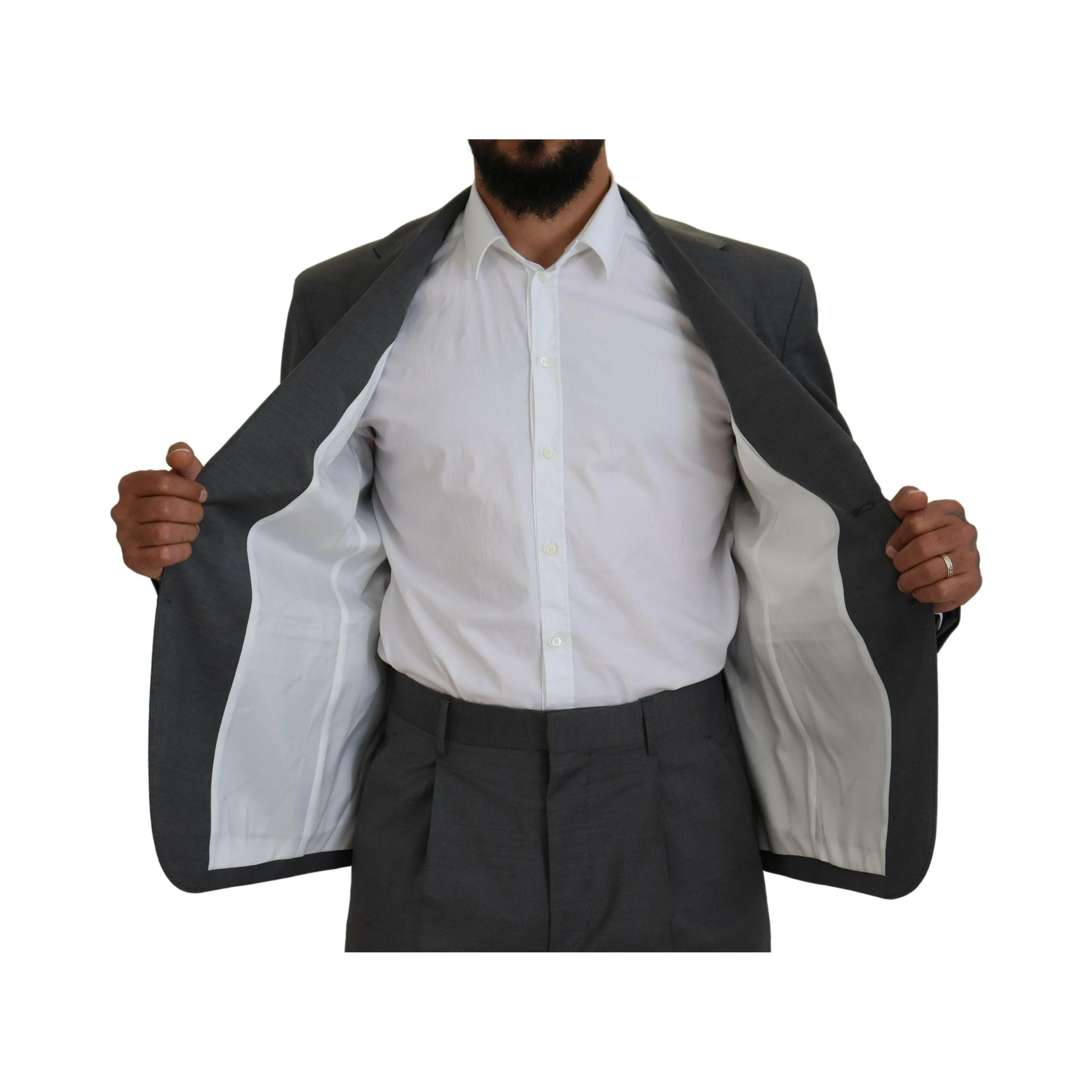 Gray Wool Single Breasted 2 Piece CIPRO Suit