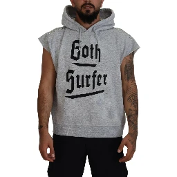 Light Gray Cotton Short Sleeves Hooded T-shirt