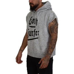 Light Gray Cotton Short Sleeves Hooded T-shirt