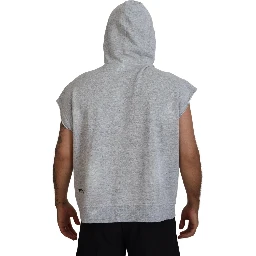Light Gray Cotton Short Sleeves Hooded T-shirt