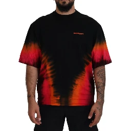 Black Orange Cotton Short Sleeves Crewneck T-shirt