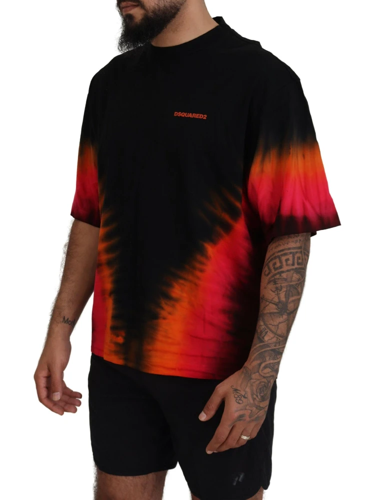 Black Orange Cotton Short Sleeves Crewneck T-shirt alternative