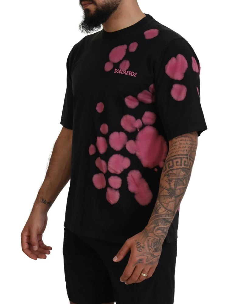 Black Pink Cotton Short Sleeves Crewneck T-shirt alternative