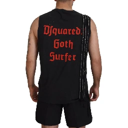 Black Chain Embellished Sleeveless Men Tank T-shirt