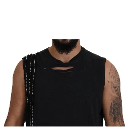 Black Chain Embellished Sleeveless Men Tank T-shirt