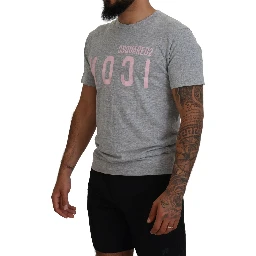 Gray Logo Cotton Short Sleeves Crewneck T-shirt