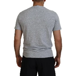 Gray Logo Cotton Short Sleeves Crewneck T-shirt
