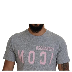 Gray Logo Cotton Short Sleeves Crewneck T-shirt