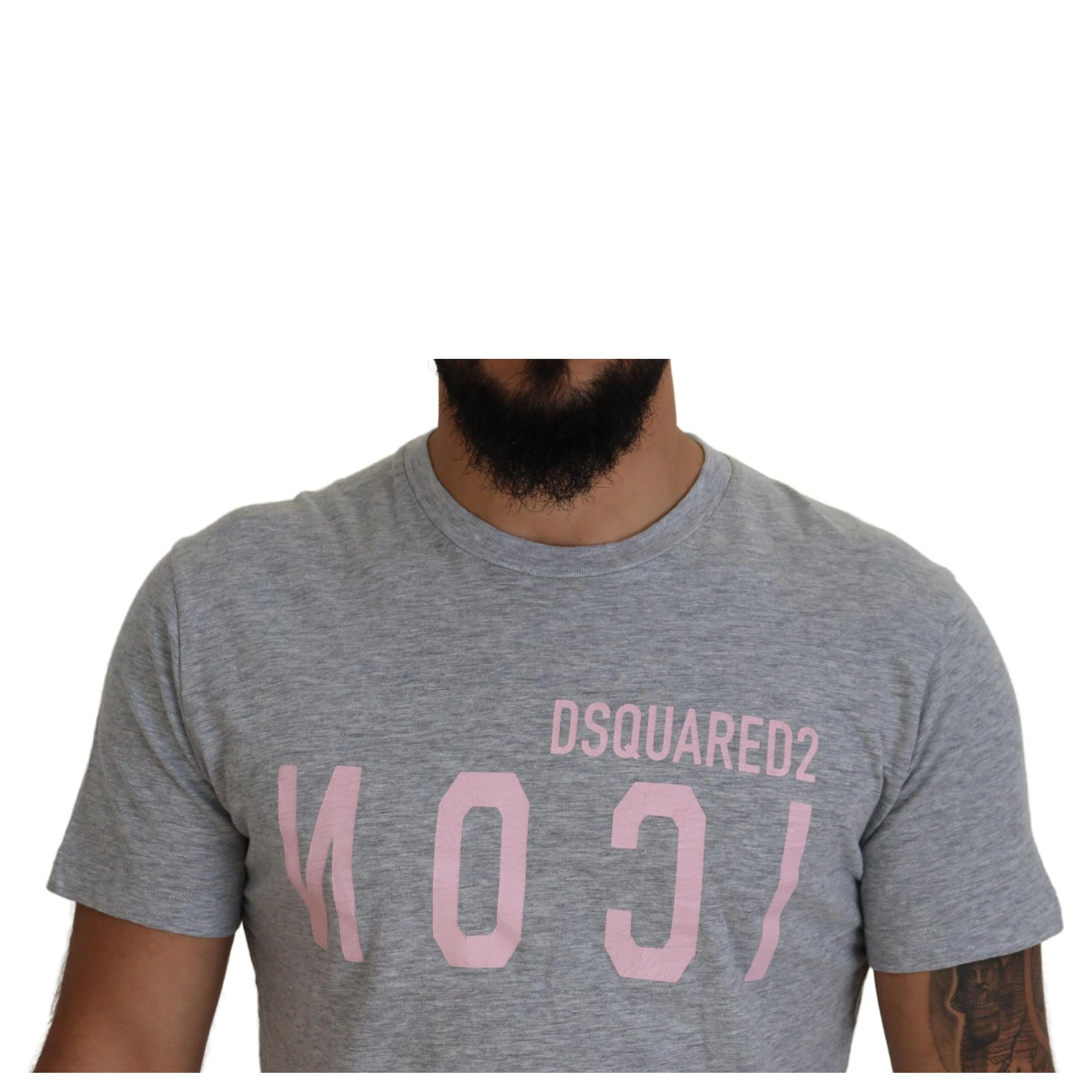 Gray Logo Cotton Short Sleeves Crewneck T-shirt
