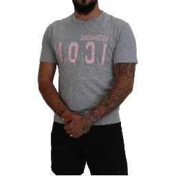 Gray Logo Cotton Short Sleeves Crewneck T-shirt