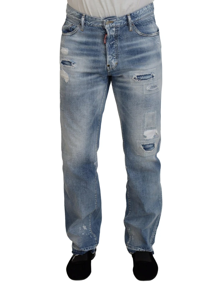 Blue Washed Straight Fit Men Casual Denim Jeans