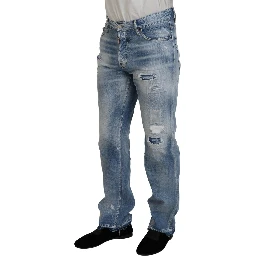 Blue Washed Straight Fit Men Casual Denim Jeans