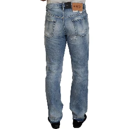 Blue Washed Straight Fit Men Casual Denim Jeans