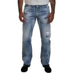 Blue Washed Straight Fit Men Casual Denim Jeans