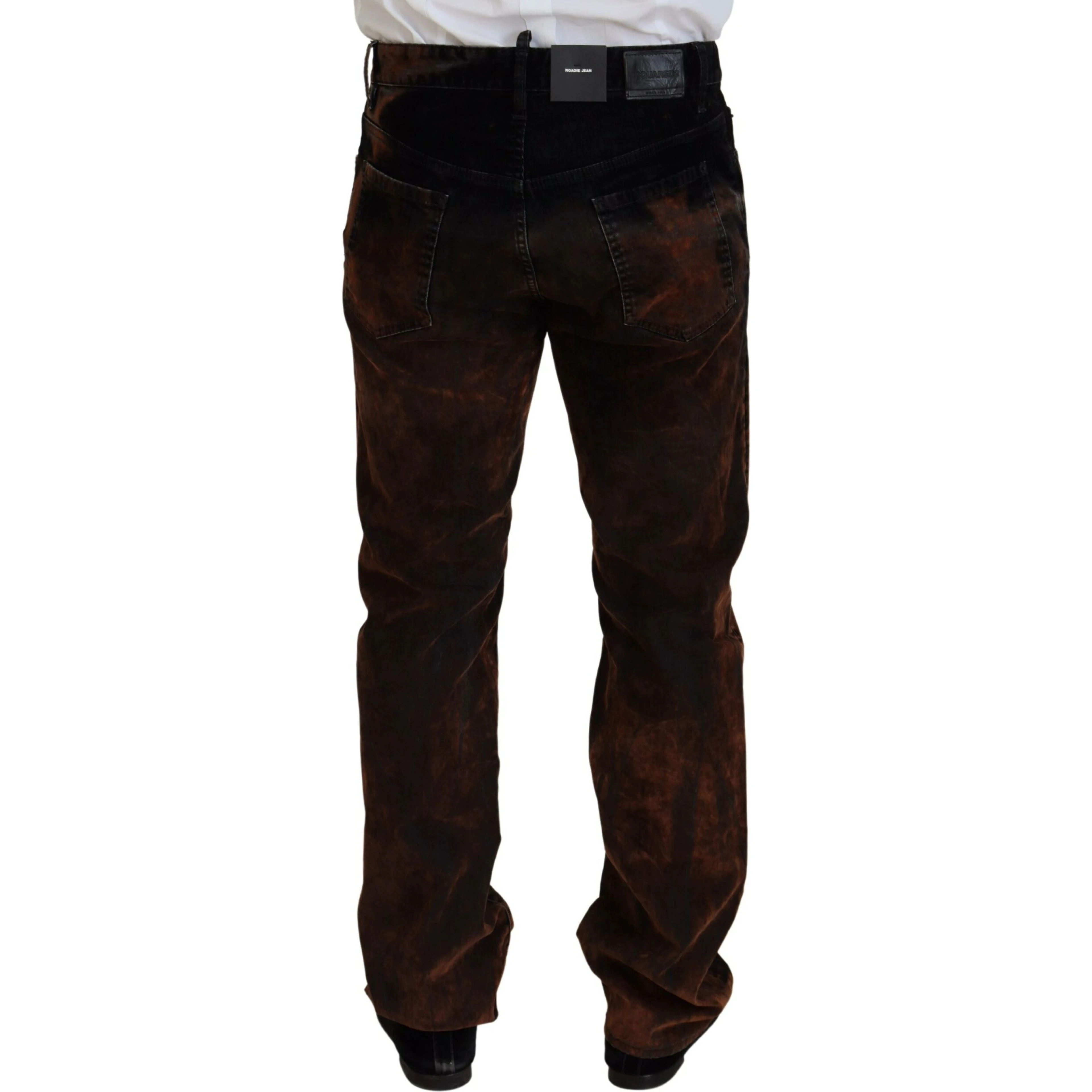 Brown Washed Cotton Straight Fit Casual Denim Jeans