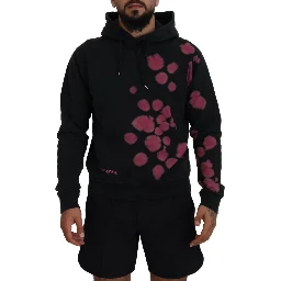 Black Tie Dye Cotton Hooded Sweatshirt Sweater