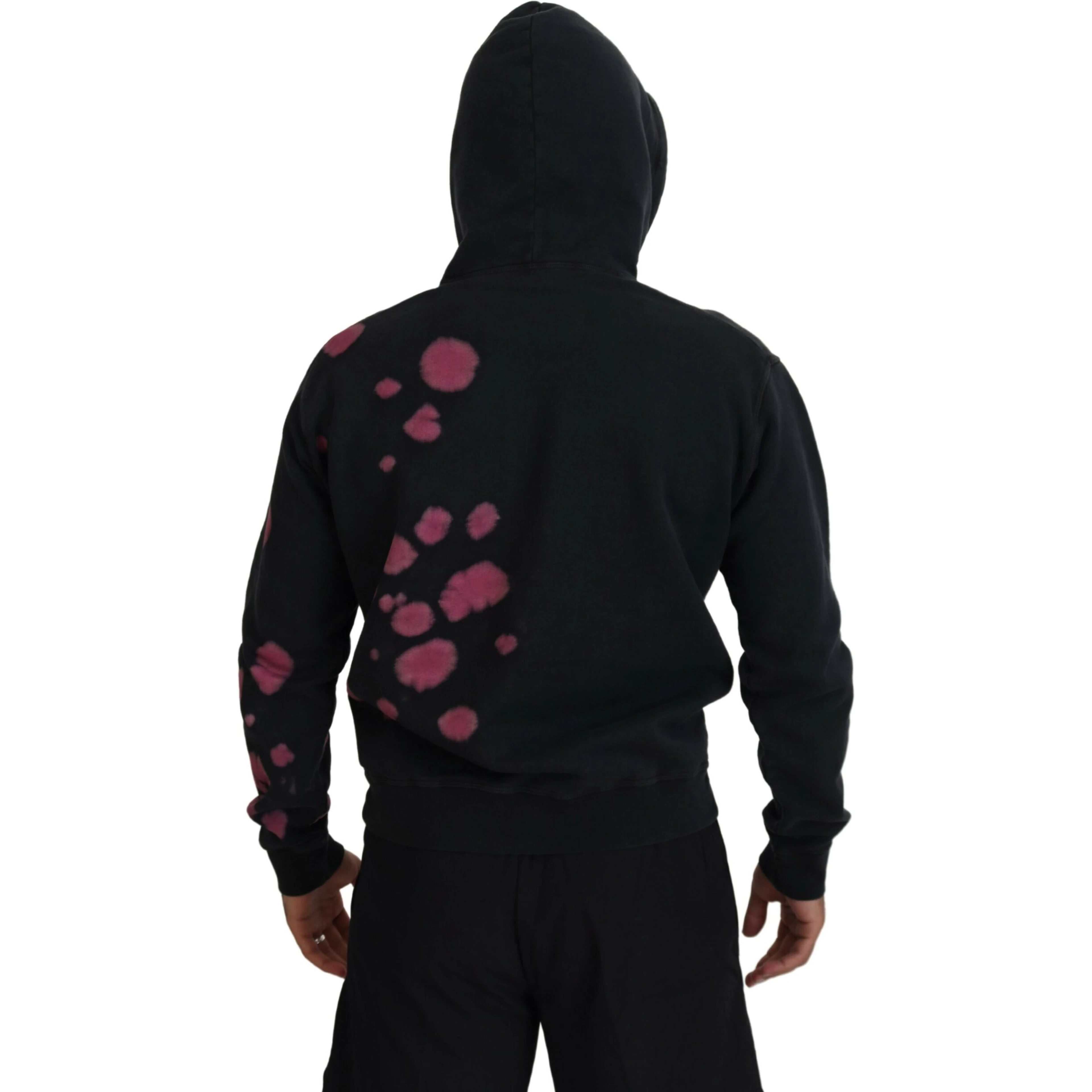 Black Tie Dye Cotton Hooded Sweatshirt Sweater