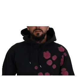 Black Tie Dye Cotton Hooded Sweatshirt Sweater