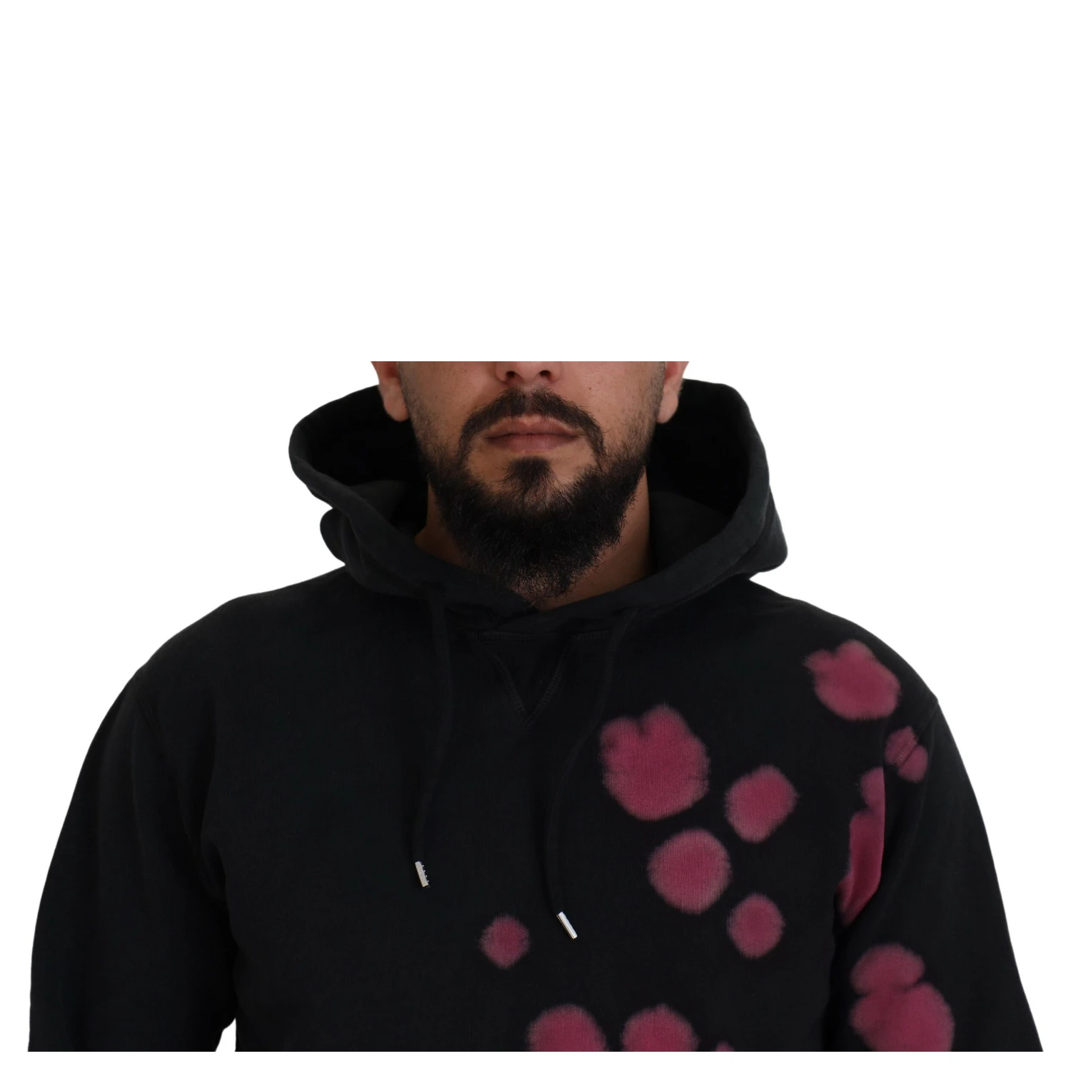 Black Tie Dye Cotton Hooded Sweatshirt Sweater