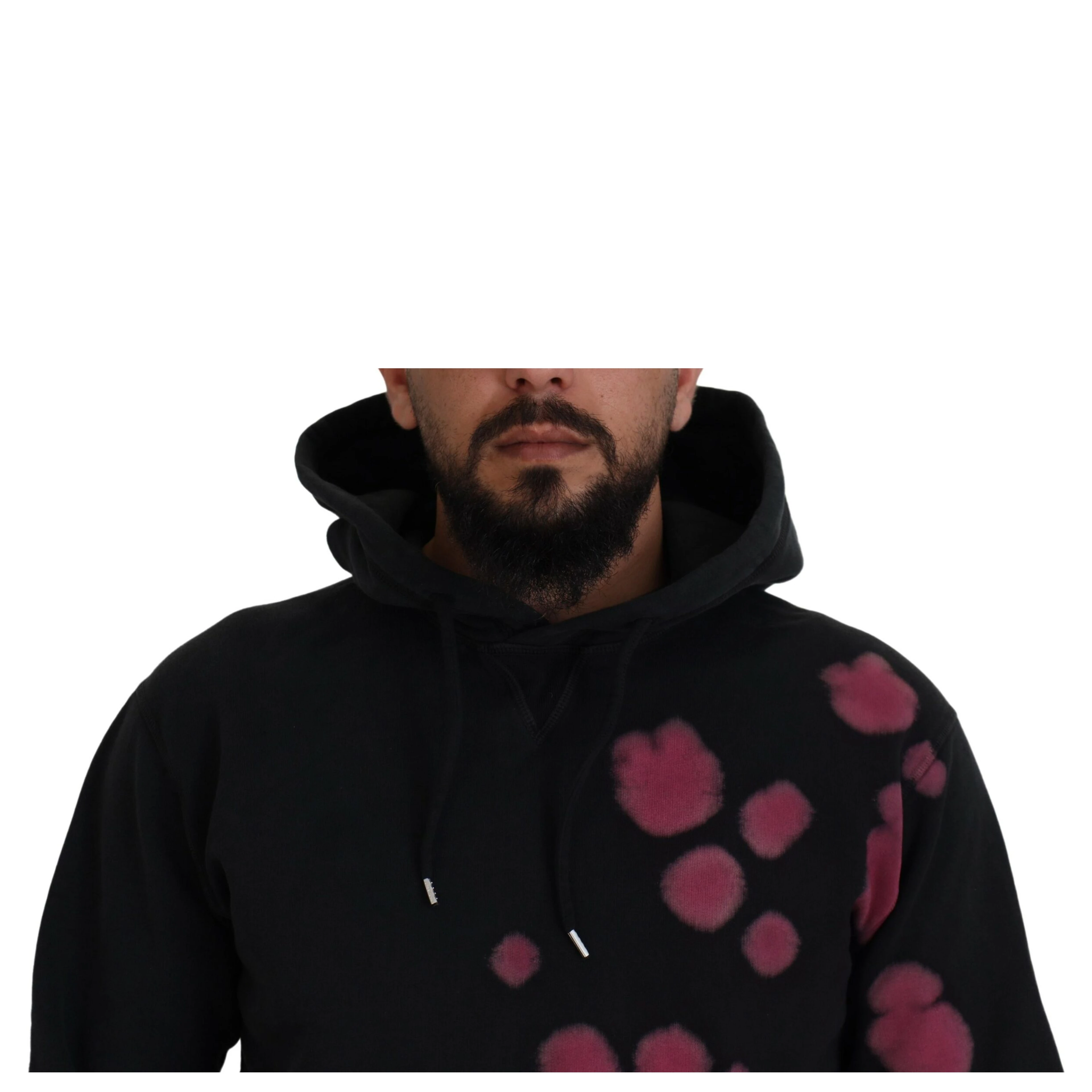 Black Tie Dye Cotton Hooded Sweatshirt Sweater