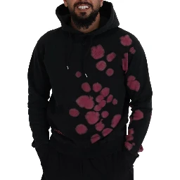 Black Tie Dye Cotton Hooded Sweatshirt Sweater