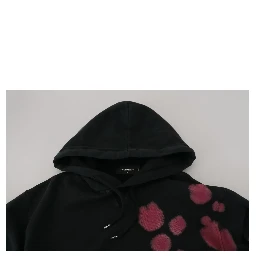 Black Tie Dye Cotton Hooded Sweatshirt Sweater