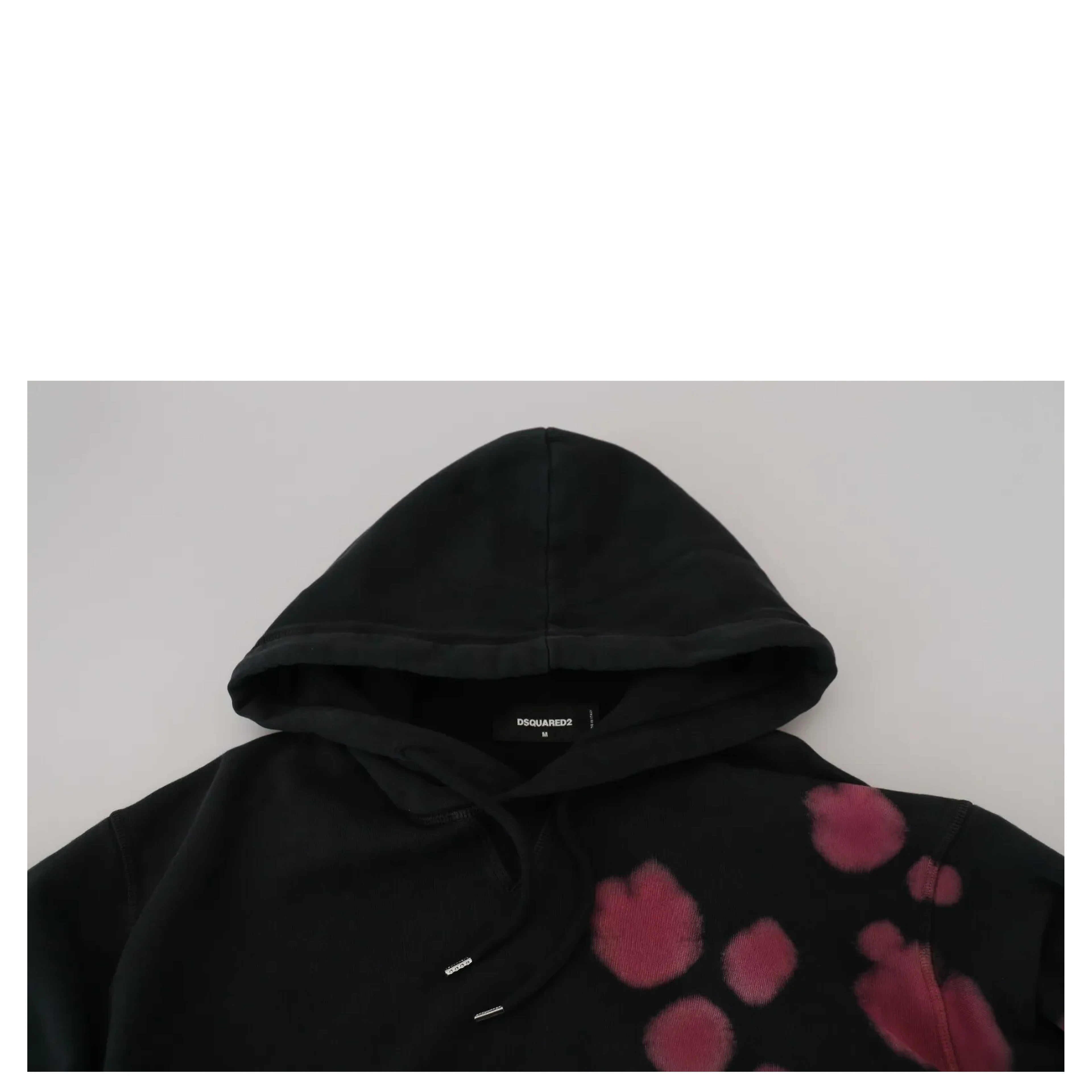 Black Tie Dye Cotton Hooded Sweatshirt Sweater