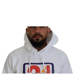 White Cotton Hooded Printed Men Pullover Sweater