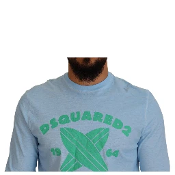 Light Blue Printed Long Sleeves Men Sweater