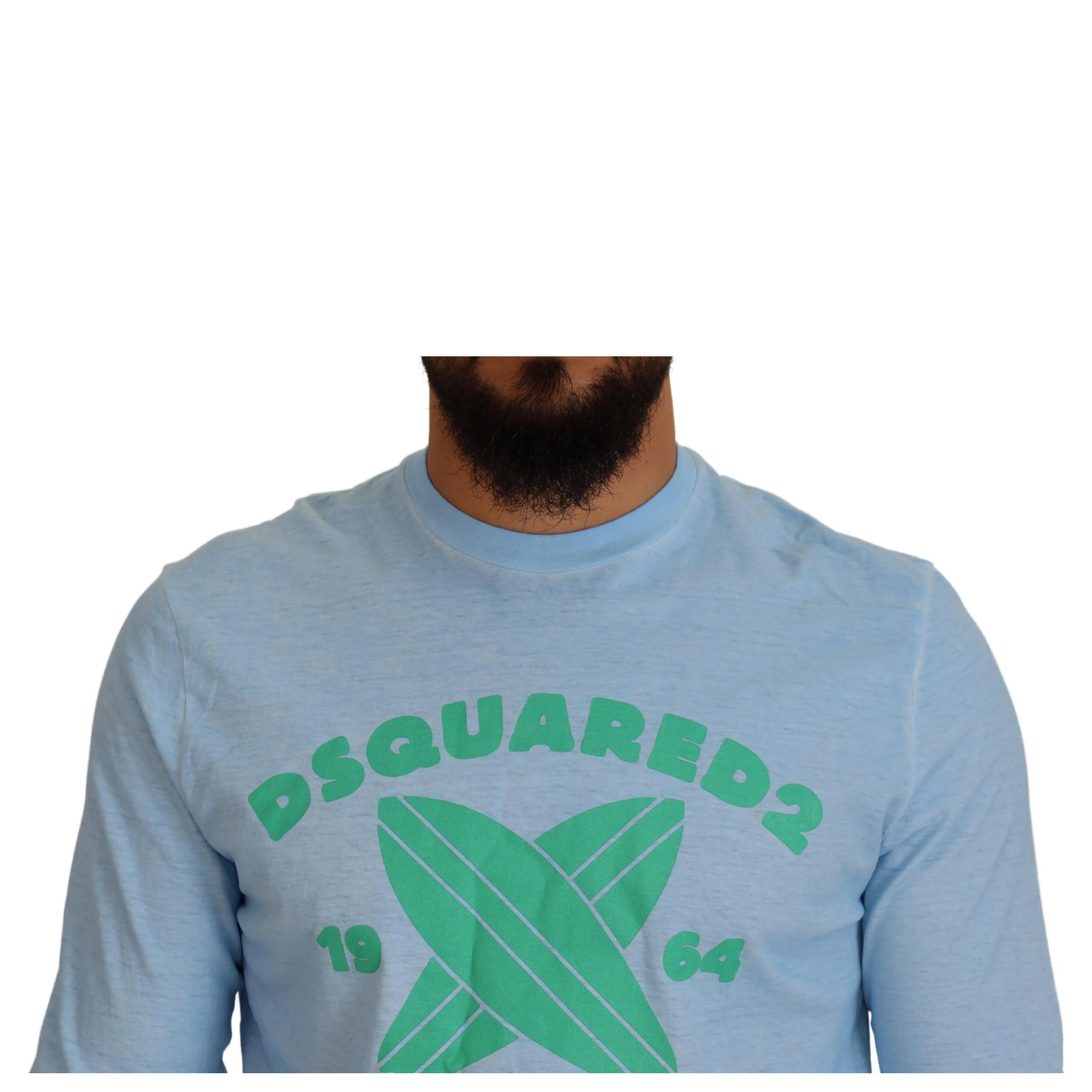 Light Blue Printed Long Sleeves Men Sweater