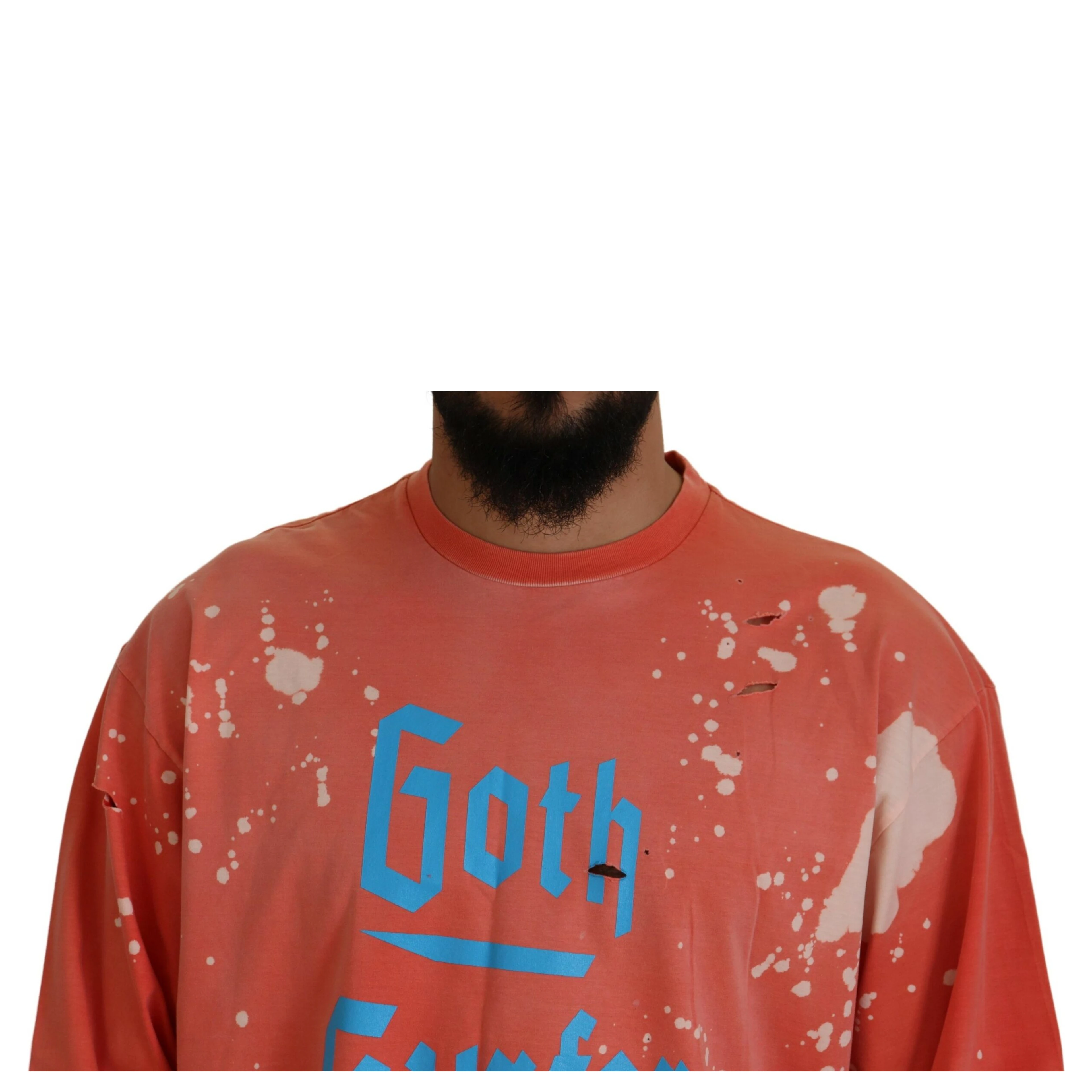 Orange Printed Long Sleeves Pullover Sweater