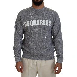 Gray Crystal Embellishment Men Pullover Sweater