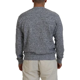 Gray Crystal Embellishment Men Pullover Sweater