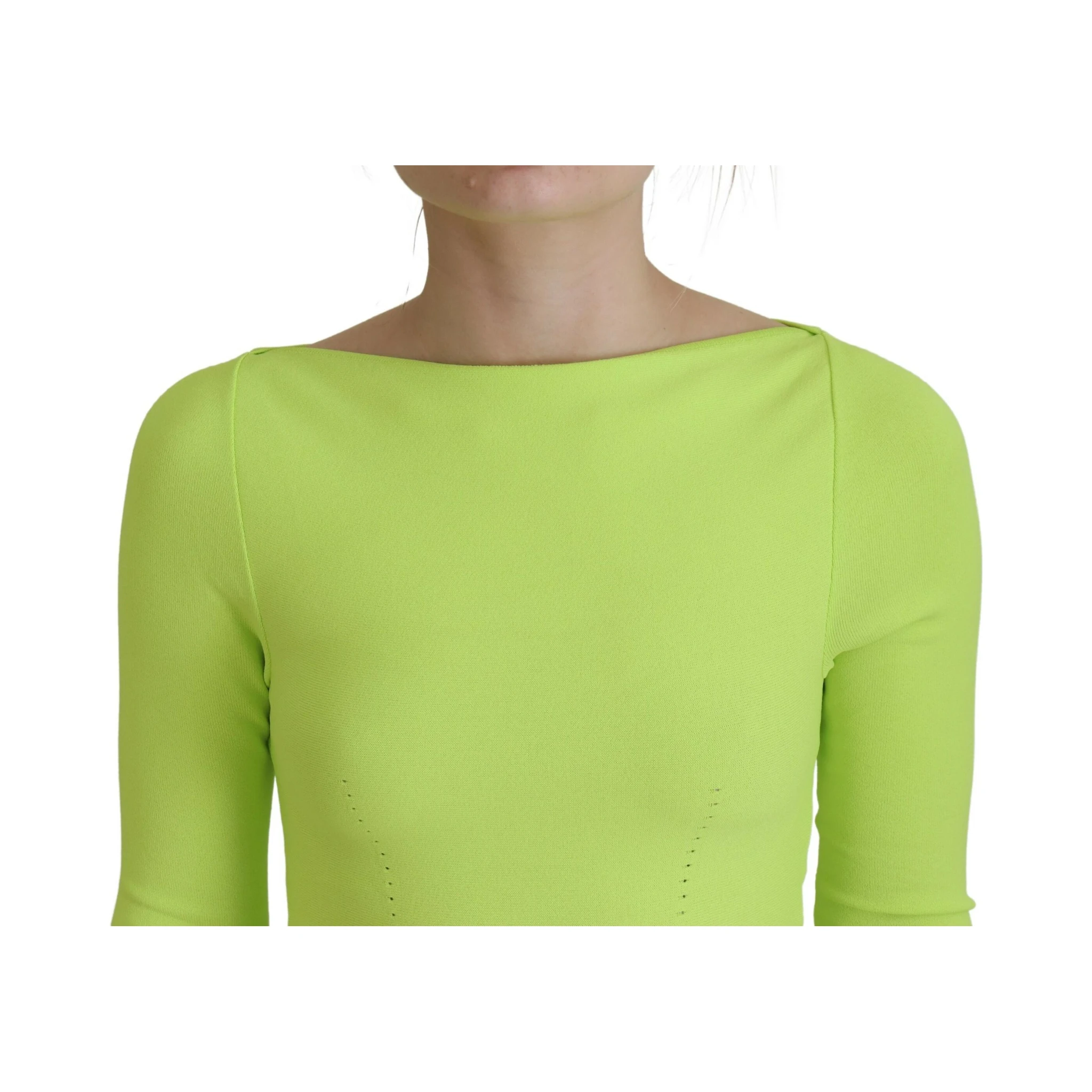 Green Viscose Long Sleeve A-line Sheath Mini Dress