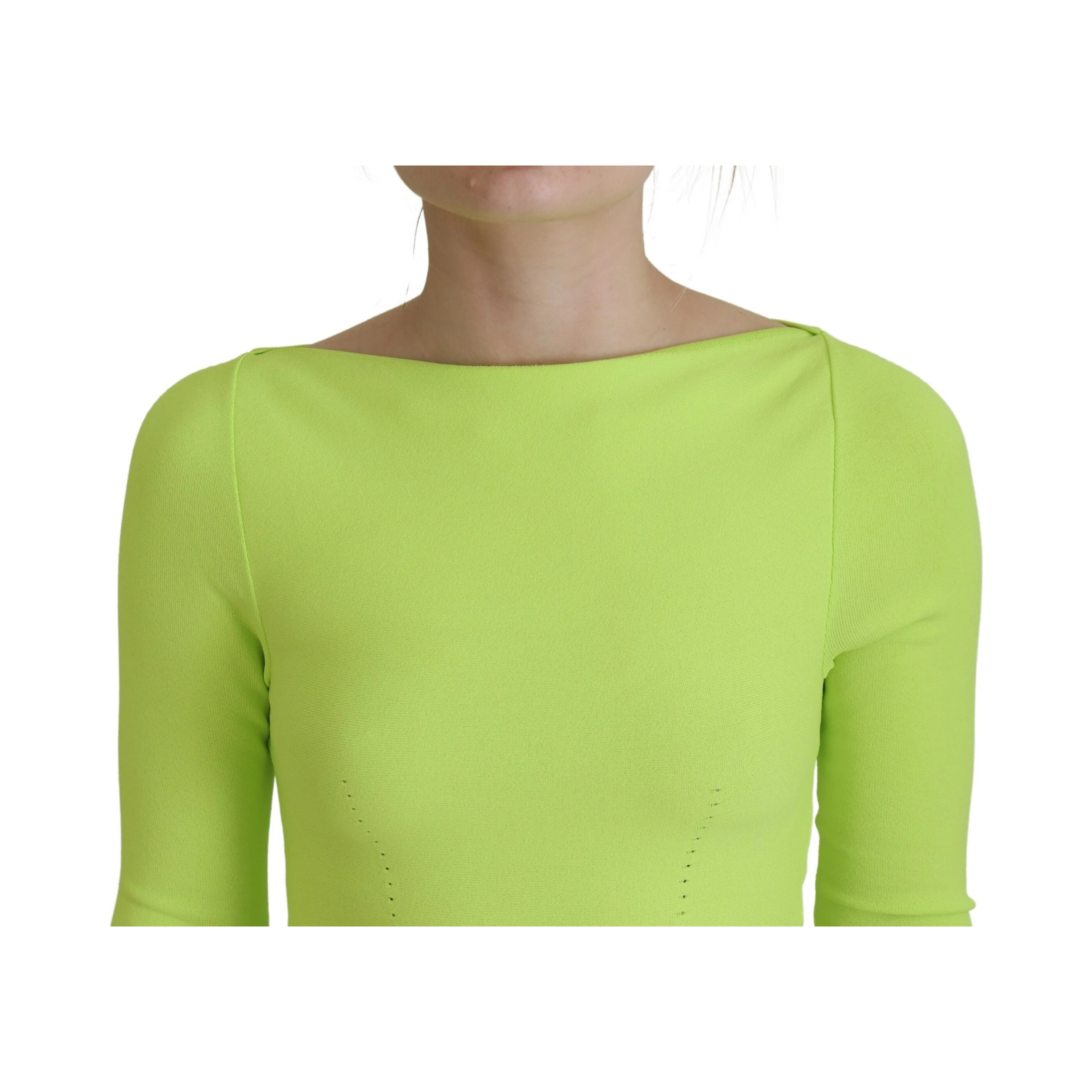 Green Viscose Long Sleeve A-line Sheath Mini Dress