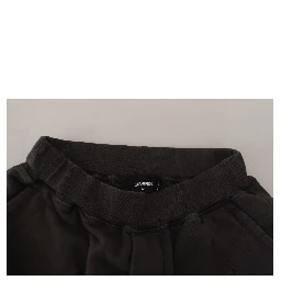 Black Cotton Mid Waist Tattered Tapered Shorts