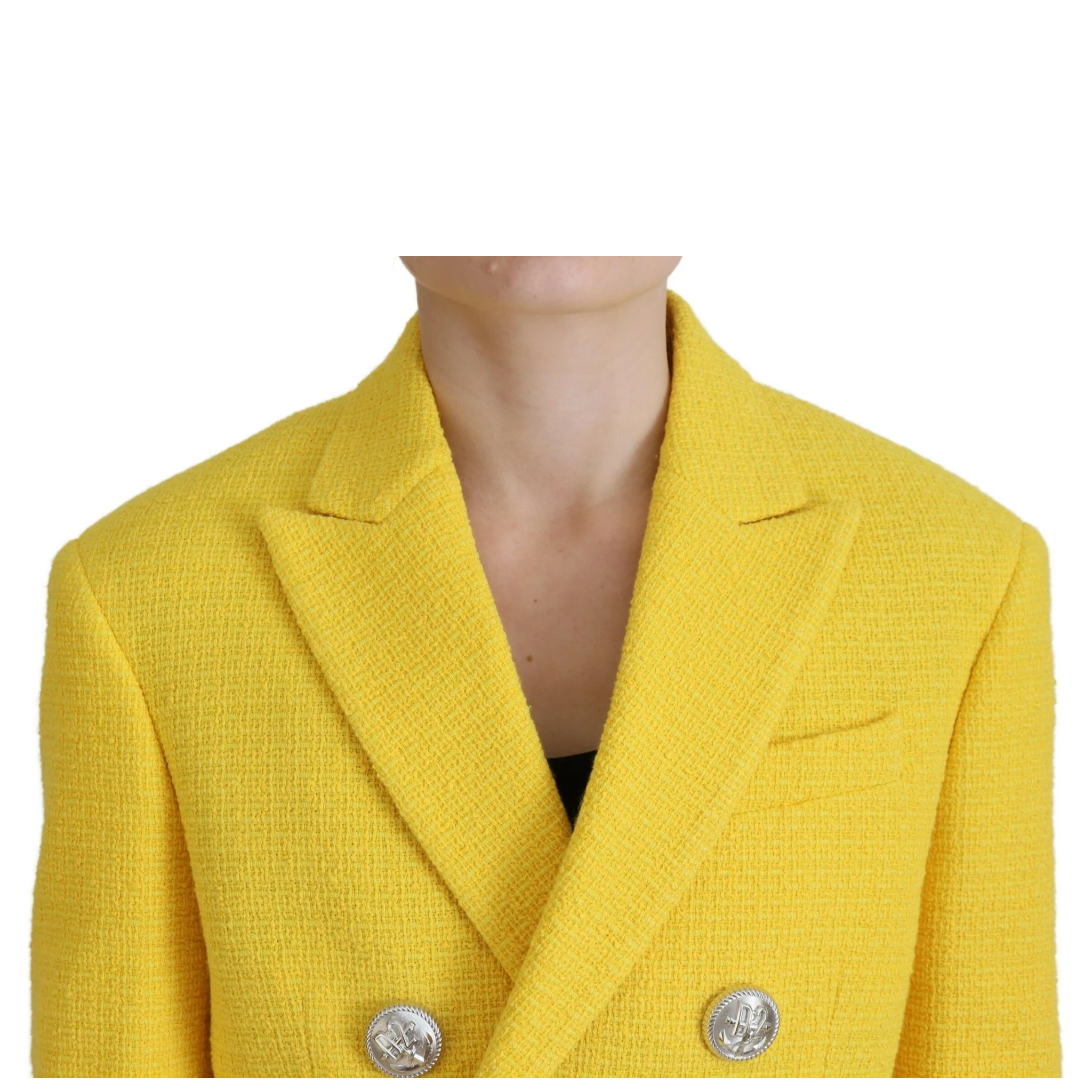 Yellow Double Breasted Mini Suit Blazer Skirt Set